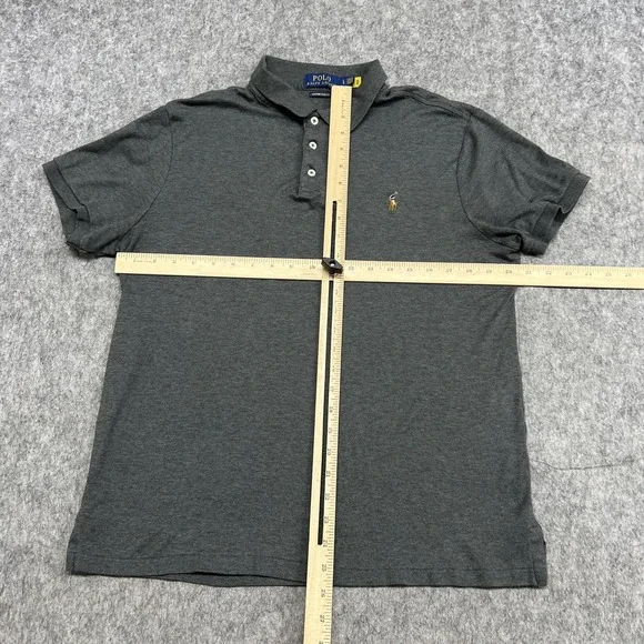 Polo Ralph Lauren Polo Shirt Mens Large Heather Gray Custom Slim Fit Flesh Pony - Picture 10 of 14